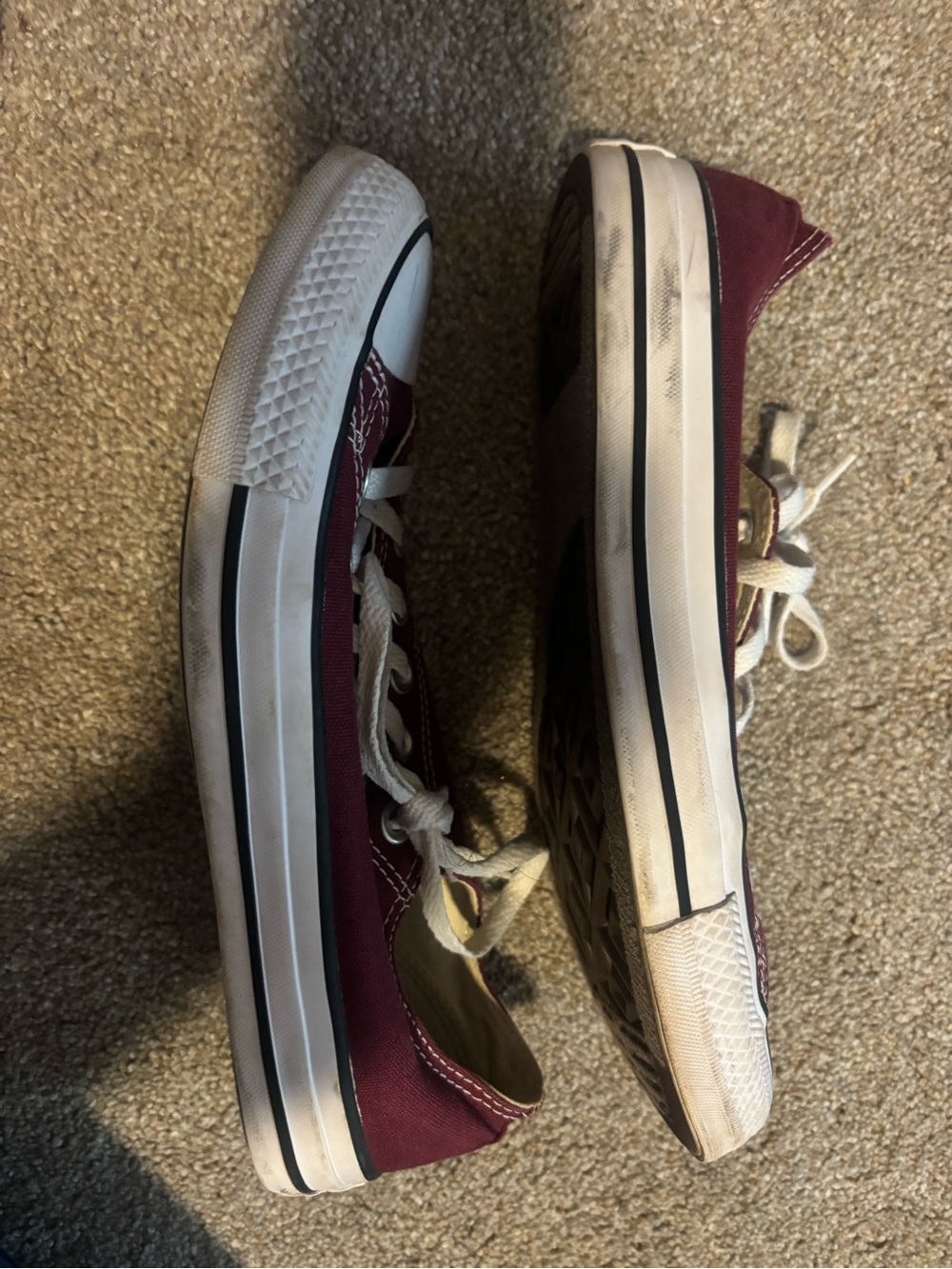 Converse Low-Top Sneakers in Burgundy and White - Picture 3 of 3